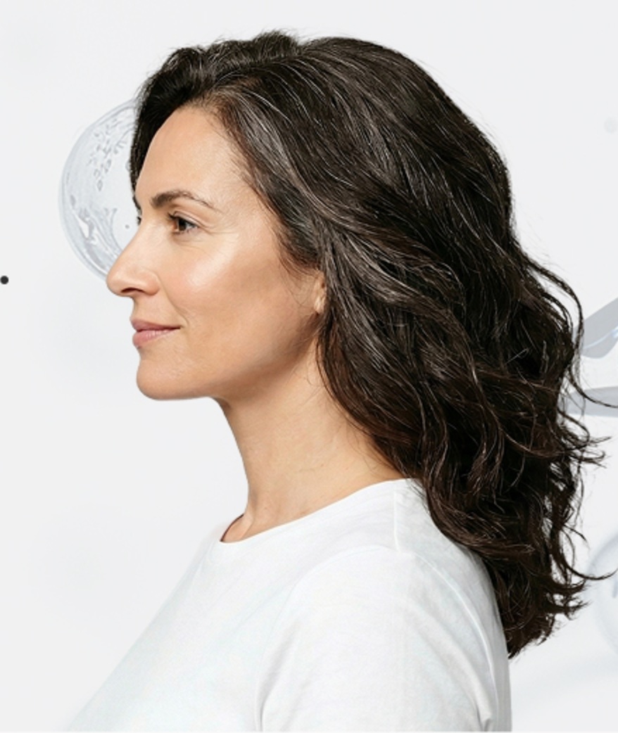 Mujer de perfil con el cabello suelto